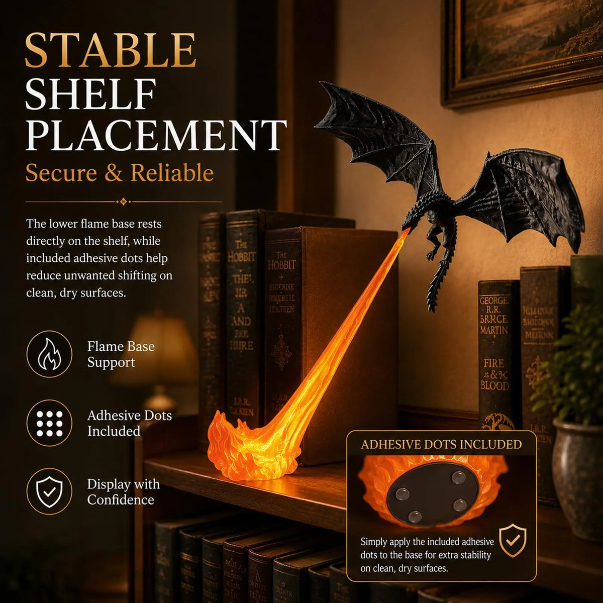Dragon Flame LED Lamp, 3D Fantasy Accent Light
