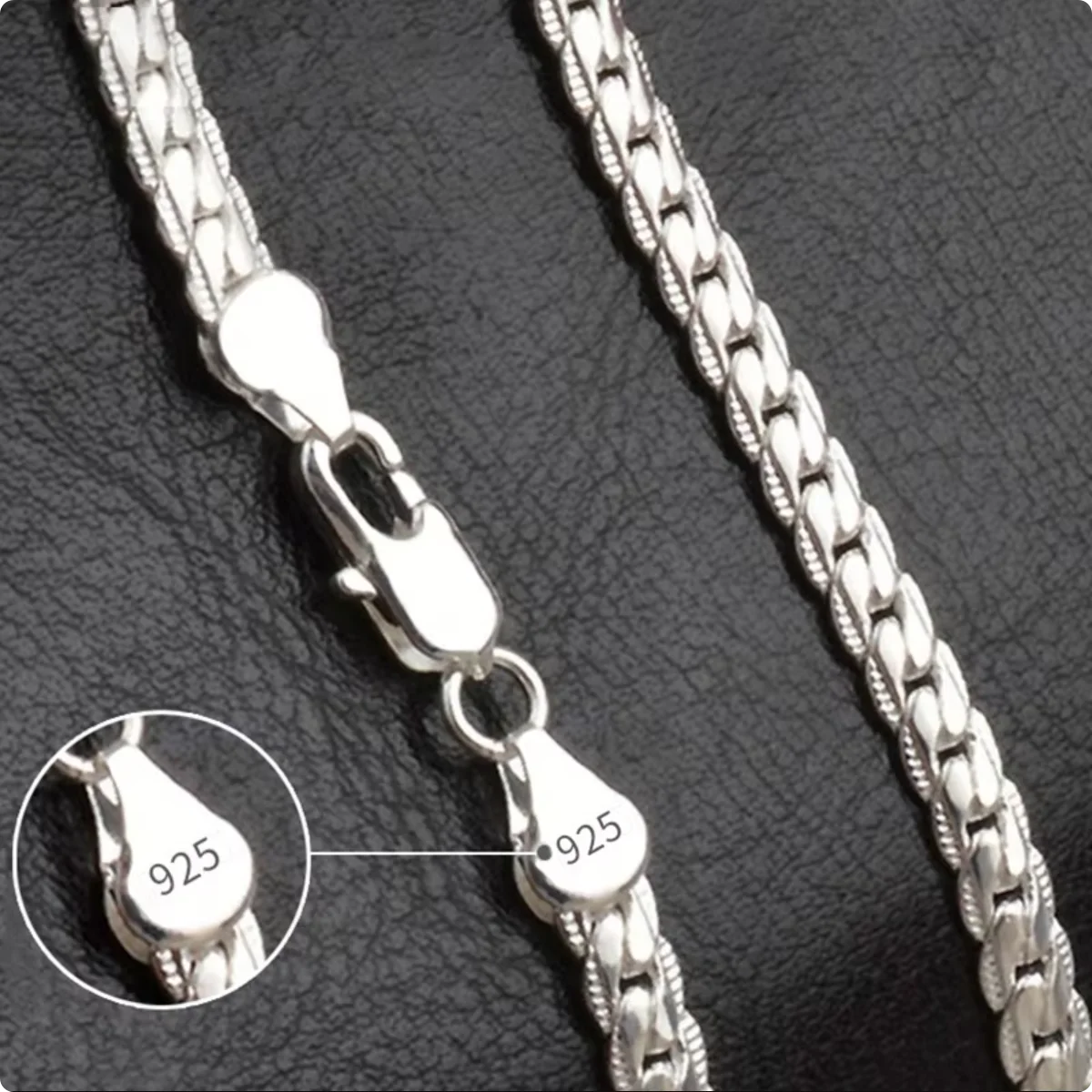 18K Gold & Silver Sideways Chain Necklace – 6mm, 40–60cm, Men’s & Women’s