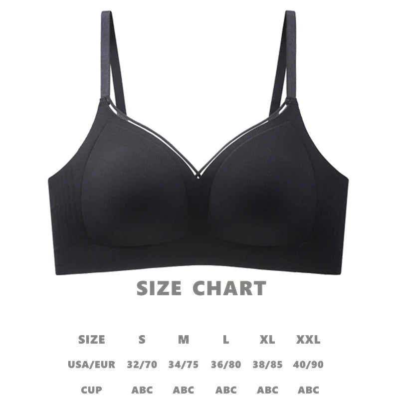 Women’s Seamless Wireless Gathering Bra – Adjustable, No Steel Ring, Sizes S–XXL