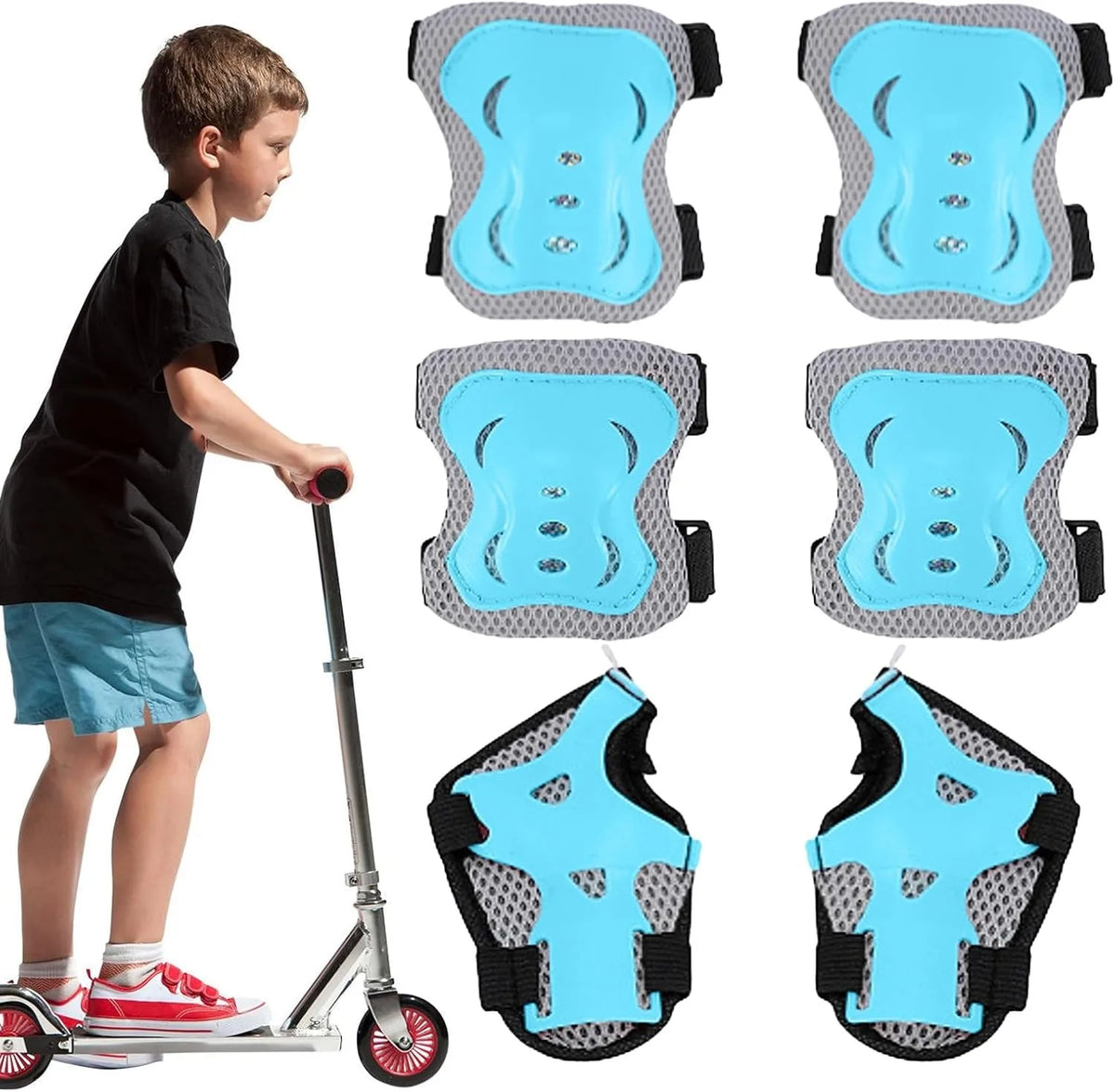 Kids Protective Gear Set – Knee, Elbow & Wrist Guards, Ages 3–10, for Skating & Cycling