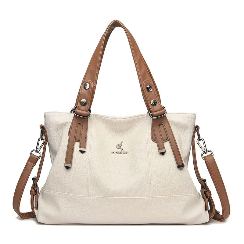 Women’s Genuine Cowhide Leather Crossbody Handbag – Large Capacity Shoulder Messenger Bag