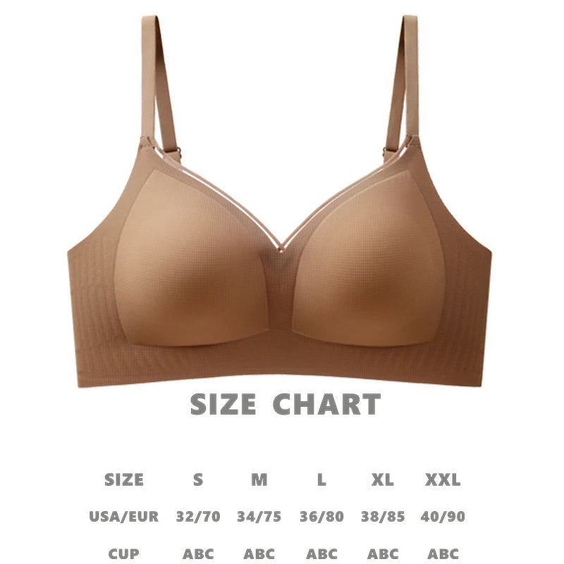 Women’s Seamless Wireless Gathering Bra – Adjustable, No Steel Ring, Sizes S–XXL