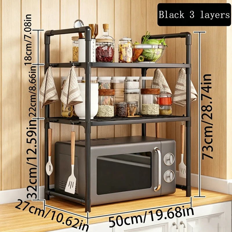 Multi-Purpose Kitchen Storage Rack – Versatile Organizer for Countertop & Cabinet