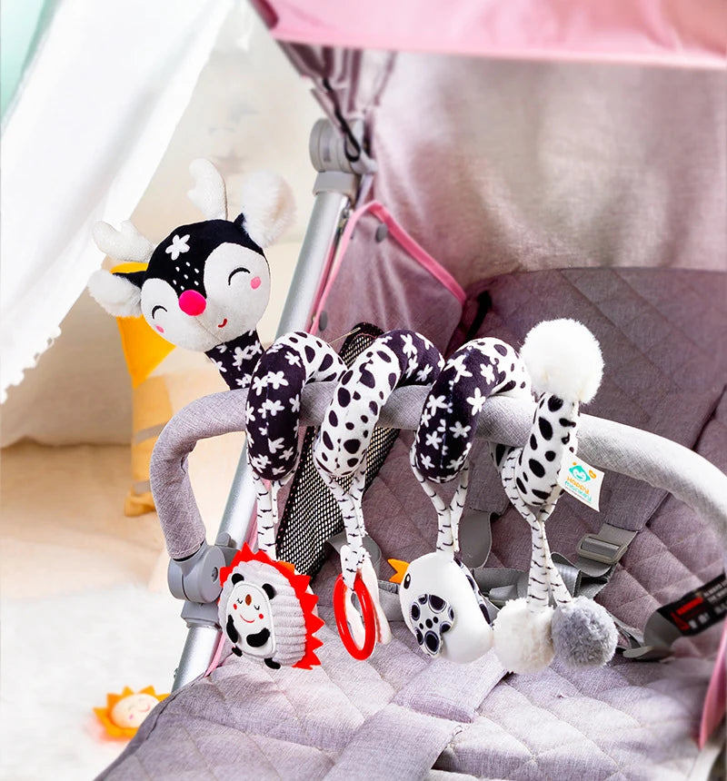 Baby Stroller Spiral Activity Plush Rattle Toy – Sensory Toy for Newborns 0–24 Months