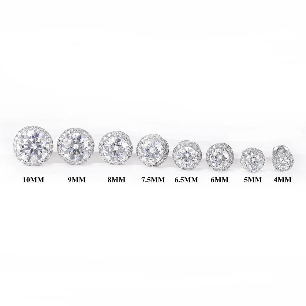 925 Sterling Silver Moissanite Stud Earrings – 4–11mm, Engagement & Wedding, Women’s Gift
