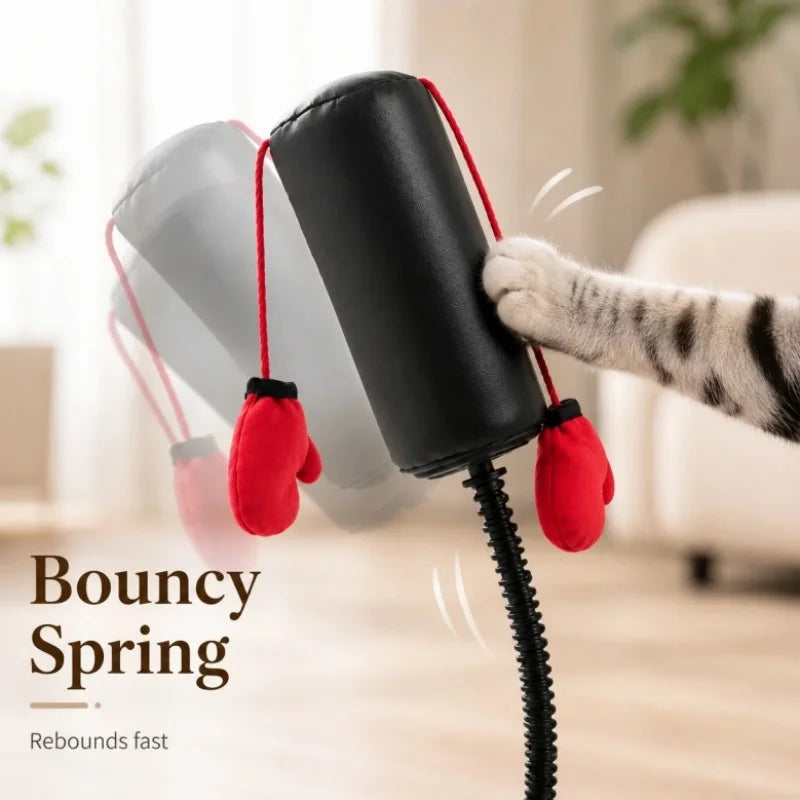Interactive Cat Boxing Toy | Suction Base Spring Speed Bag for Indoor Cats