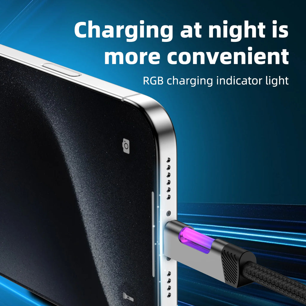 RGB Fast Charging USB-C Cable – 120W 6A, Ambient Light, 1m & 2m