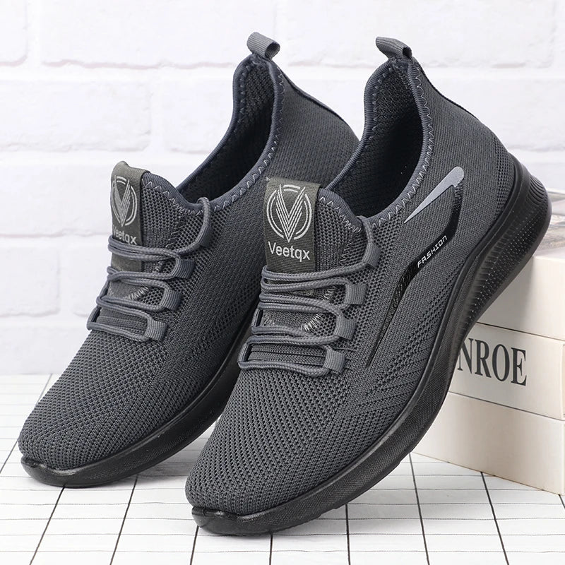 Men’s Solid Color Lace-Up Casual Shoes – Lightweight, Everyday Comfort