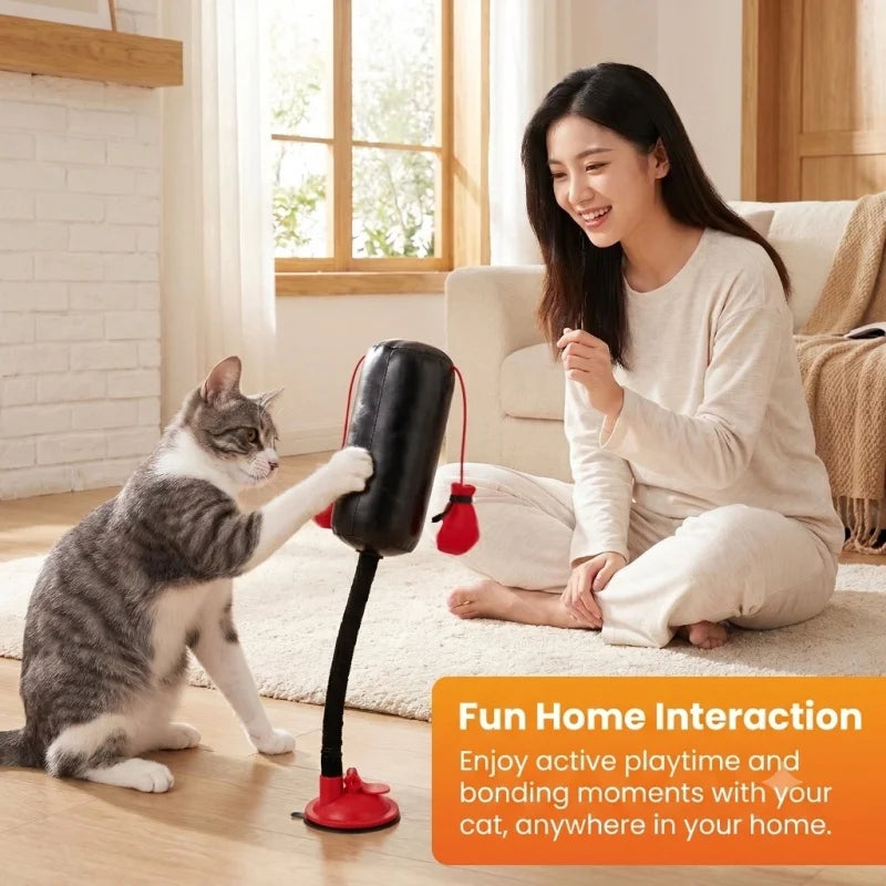 Interactive Cat Boxing Toy | Suction Base Spring Speed Bag for Indoor Cats