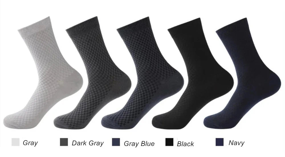 Men’s Bamboo Fiber Mid-Tube Socks – 8-Pack, Anti-Odor, Business & Sport, Black/Gray/Navy