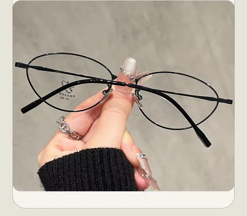 Anti-Blue Light Oval Metal Frame Reading Glasses – Ultra-Light, +0 to +4.00, Silver, Black & Gold
