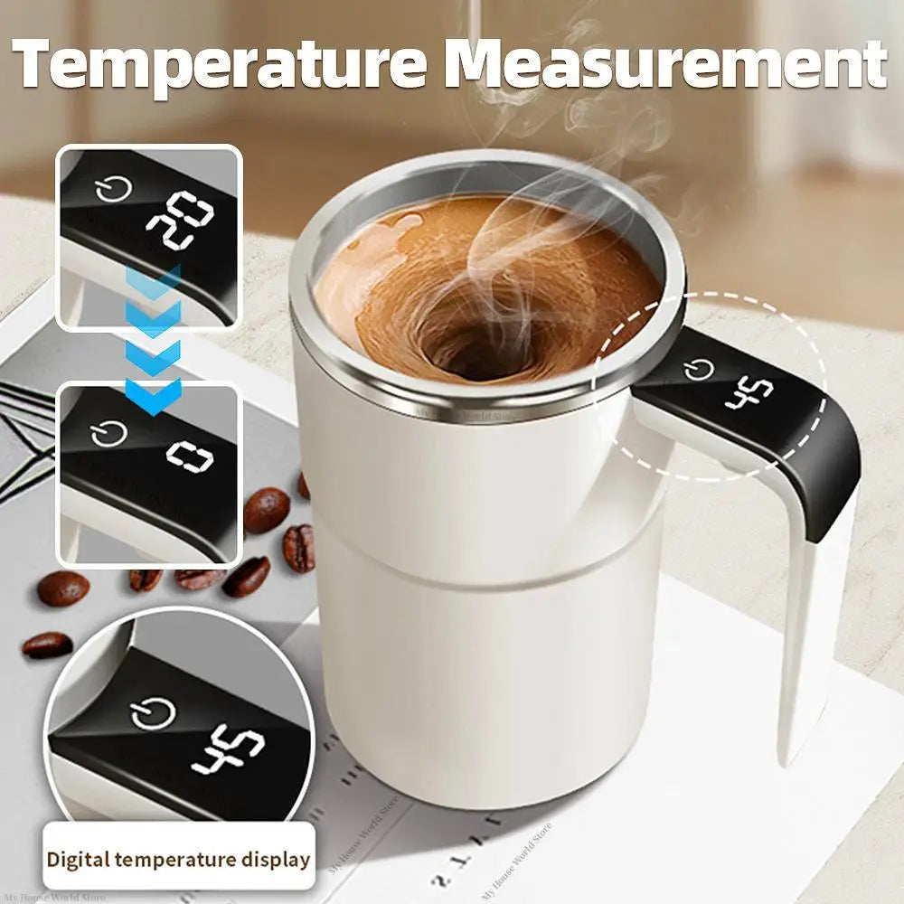Self-Stirring Magnetic Mug — USB Rechargeable Stainless Steel Coffee Cup (380ml)