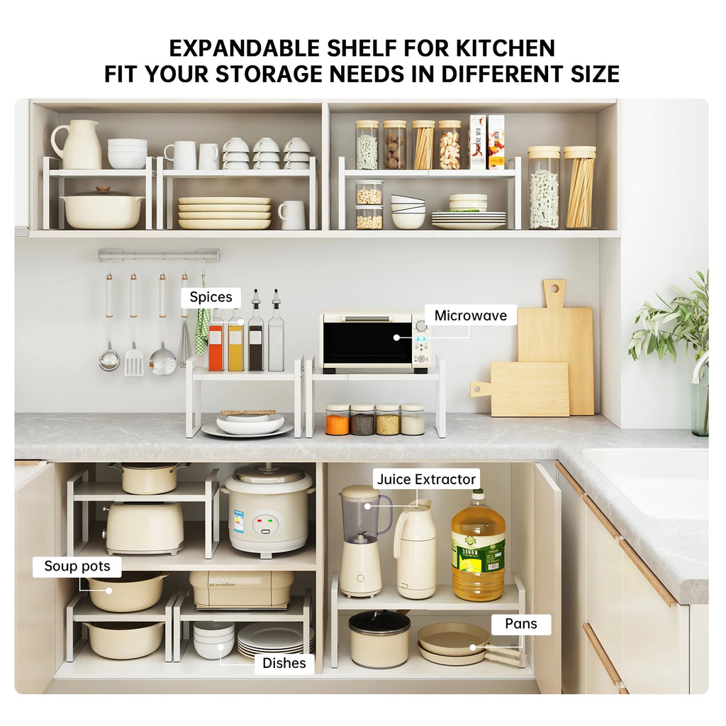Kitchen Storage Rack Organizer – Countertop Shelf for Pots, Pans & Utensils