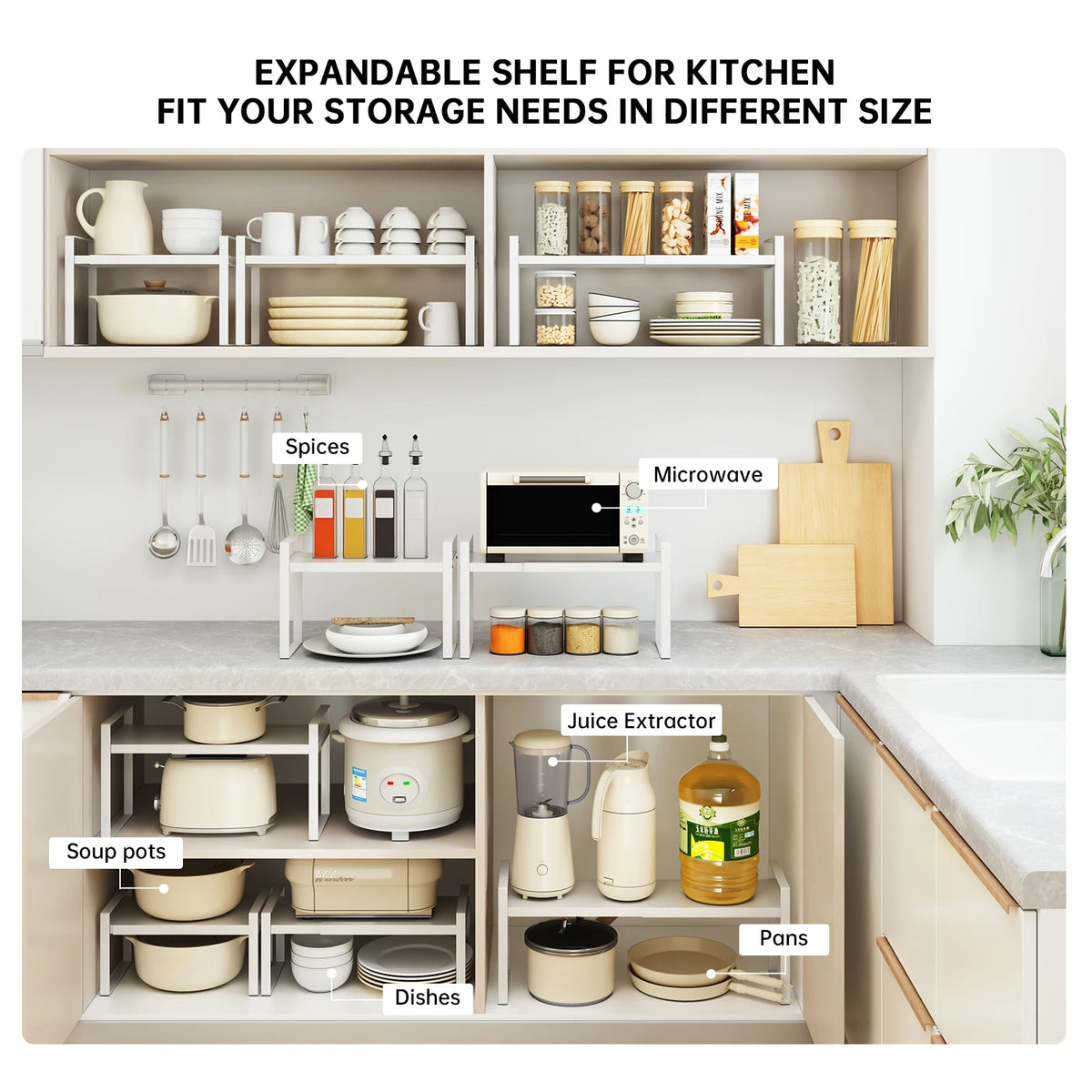 Kitchen Storage Rack Organizer – Countertop Shelf for Pots, Pans & Utensils