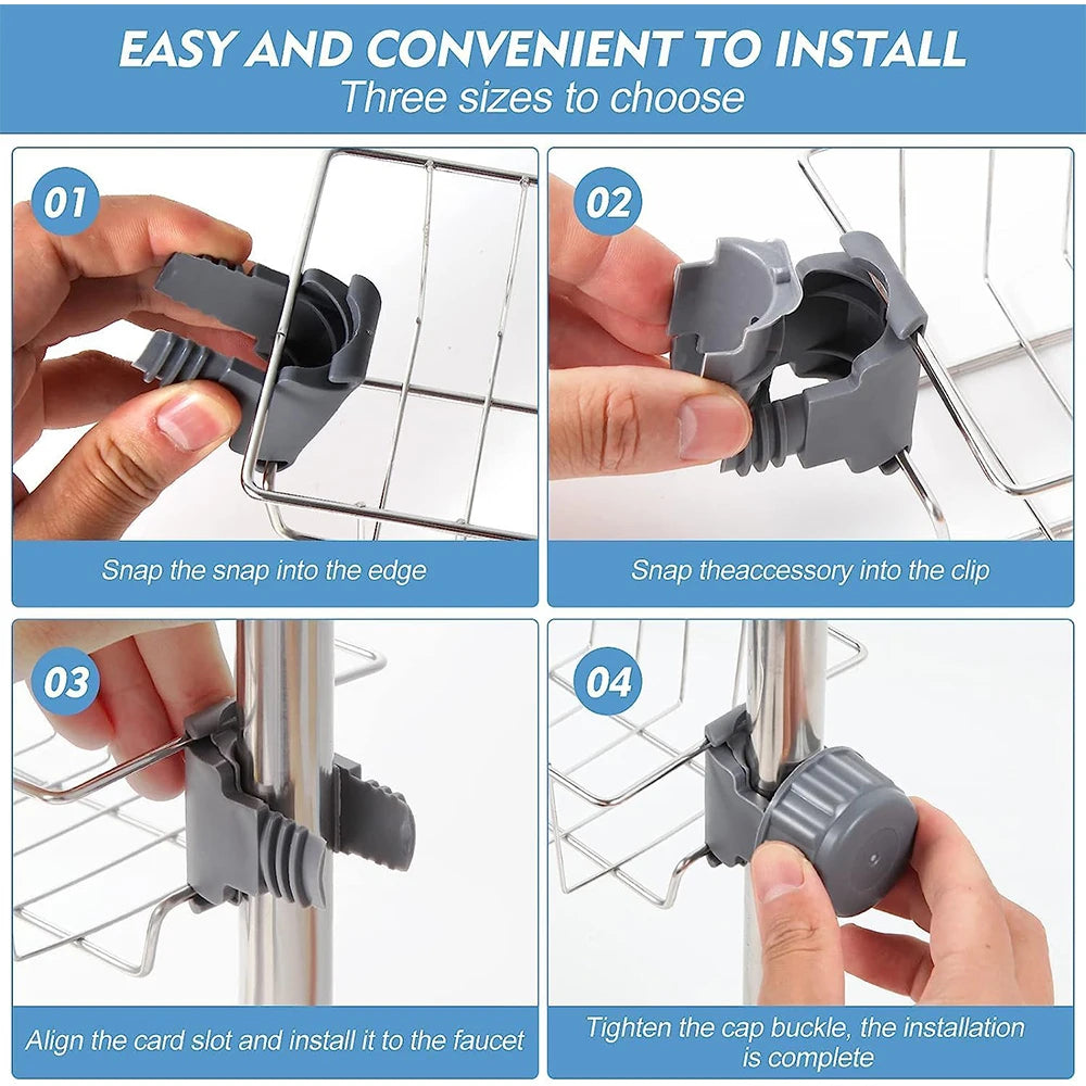 Kitchen Sink Sponge & Soap Drain Rack Organizer – Flexible Faucet Holder, Towel Shelf