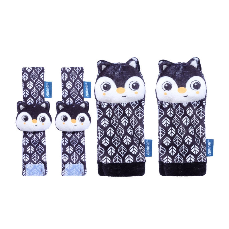 Baby Wrist Rattle & Foot Finder Sensory Toy Set – Black & White, Newborn Essential