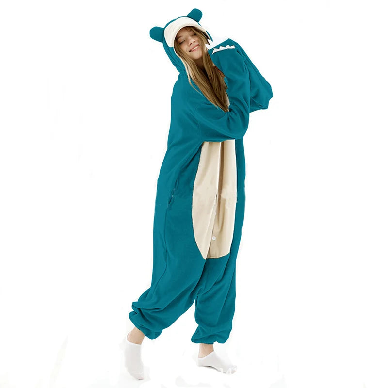 Snorlax Kigurumi Adult Onesie Pajama – Fleece Anime Bodysuit, Sizes S–XXL, 3 Colors