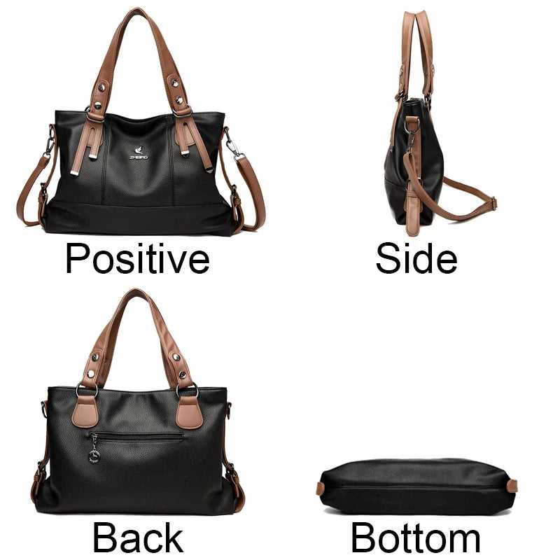 Women’s Genuine Cowhide Leather Crossbody Handbag – Large Capacity Shoulder Messenger Bag