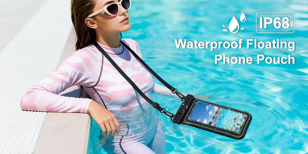 Universal Waterproof Phone Bag with Tether – Beach, Swimming, Skiing & Surfing