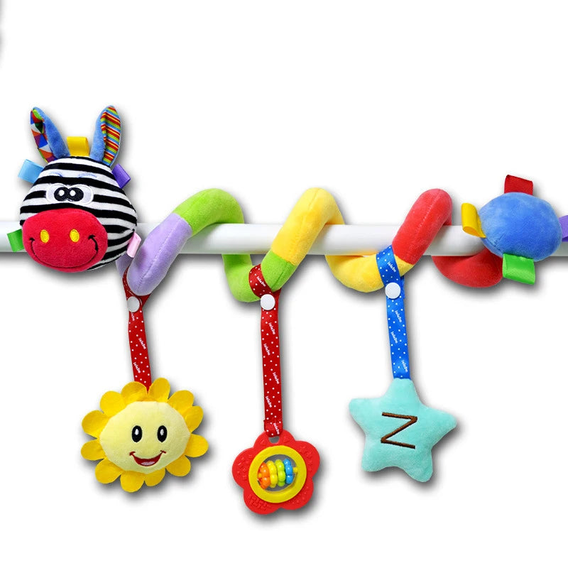 Baby Stroller Spiral Activity Plush Rattle Toy – Sensory Toy for Newborns 0–24 Months