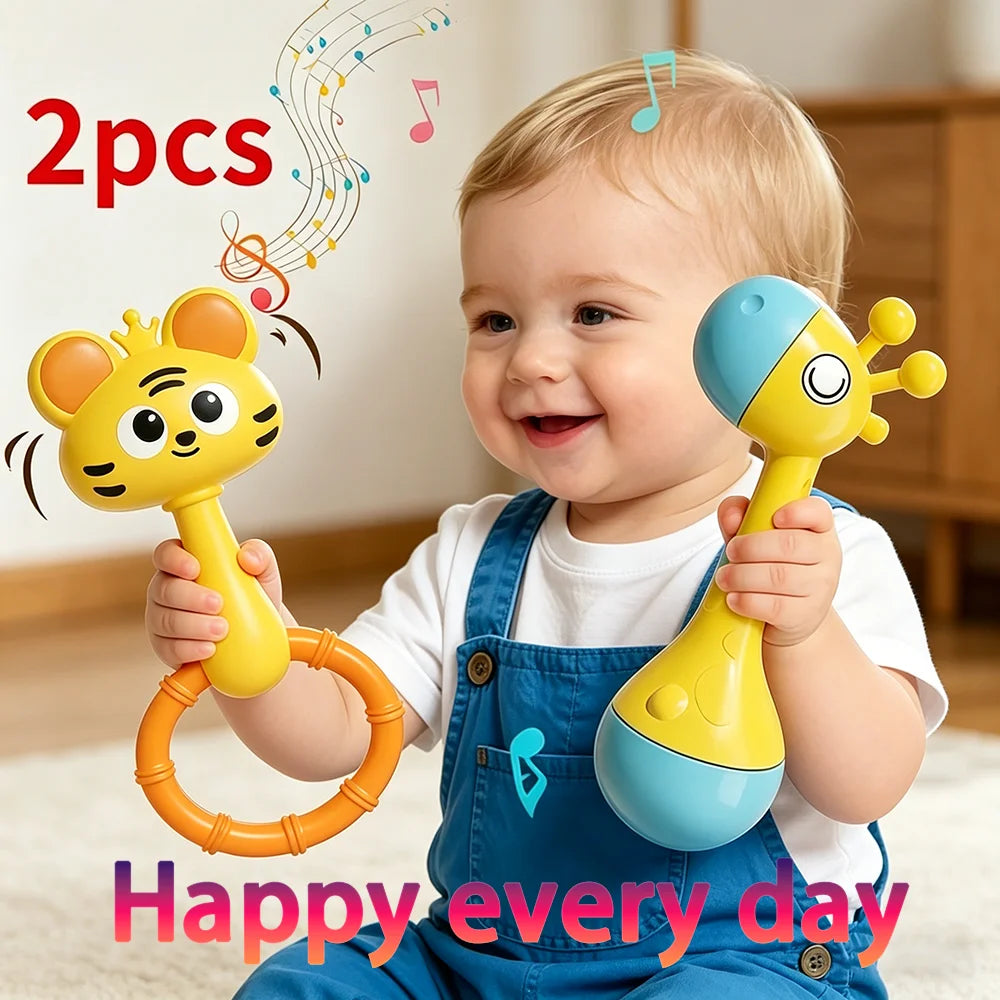 Baby Animal Rattle & Teether Toy – Montessori, Music Sound, Newborn Gift