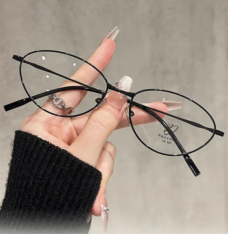 Anti-Blue Light Oval Metal Frame Reading Glasses – Ultra-Light, +0 to +4.00, Silver, Black & Gold