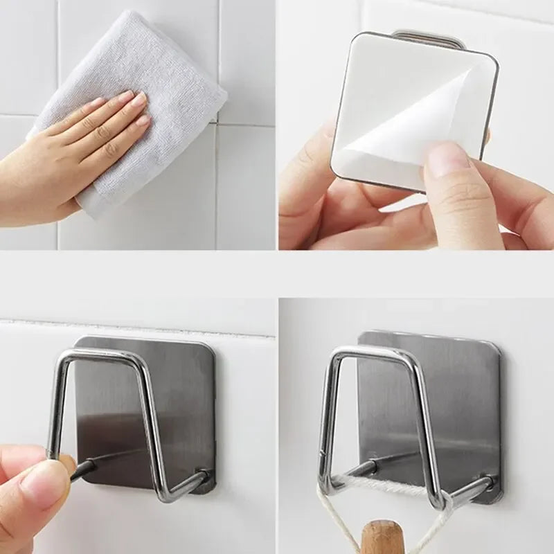 Stainless Steel Wall-Mounted Pot Cover & Cutting Board Rack – No-Drill, Cabinet Bottom Mount