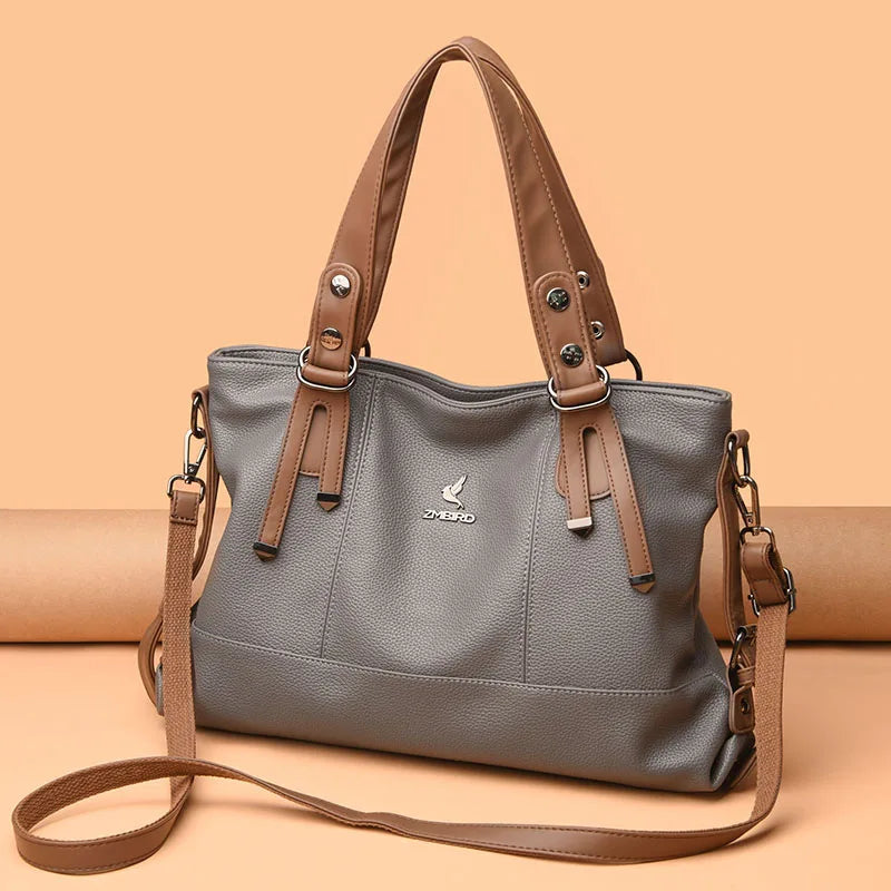 Women’s Genuine Cowhide Leather Crossbody Handbag – Large Capacity Shoulder Messenger Bag