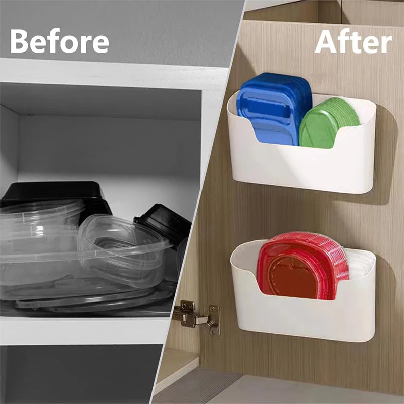Wall-Mounted Adhesive Kitchen Storage Rack – No-Drill, Organizer for Utensils & Spices