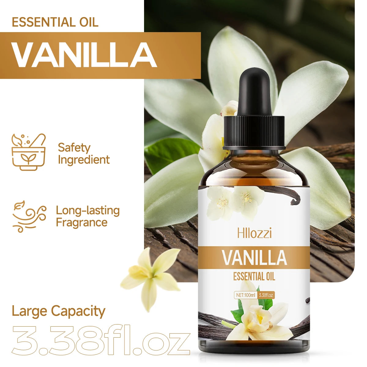 Vanilla Essential Oil – Aromatherapy, DIY Soap & Face Use, All Skin Types, Long-Lasting