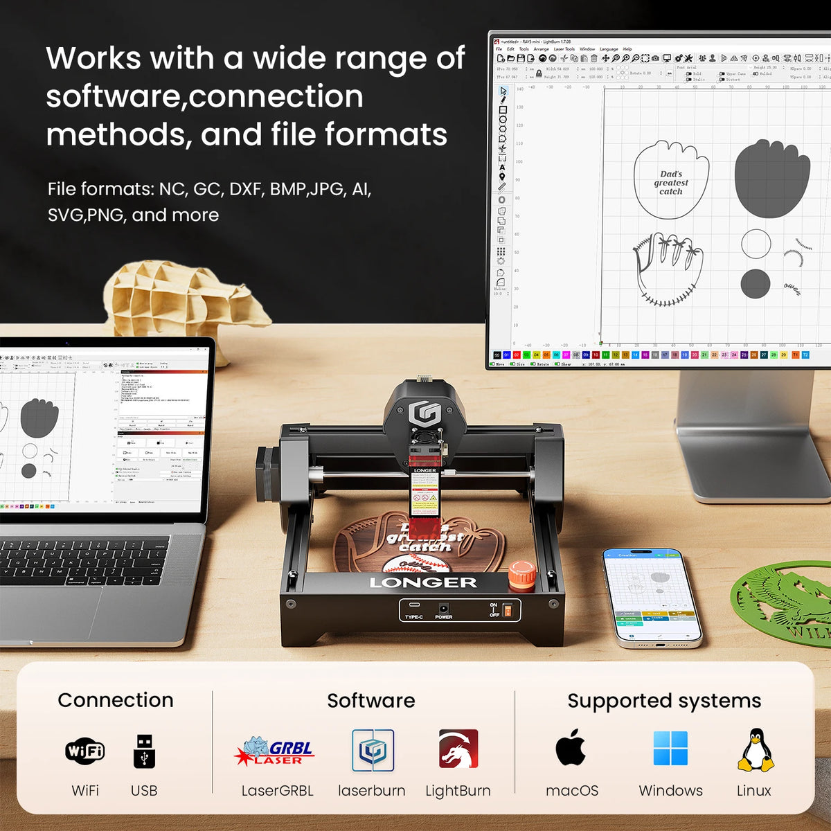 LONGER Mini Portable Laser Engraver & Cutter Machine – Compact, for Wood, Leather & More