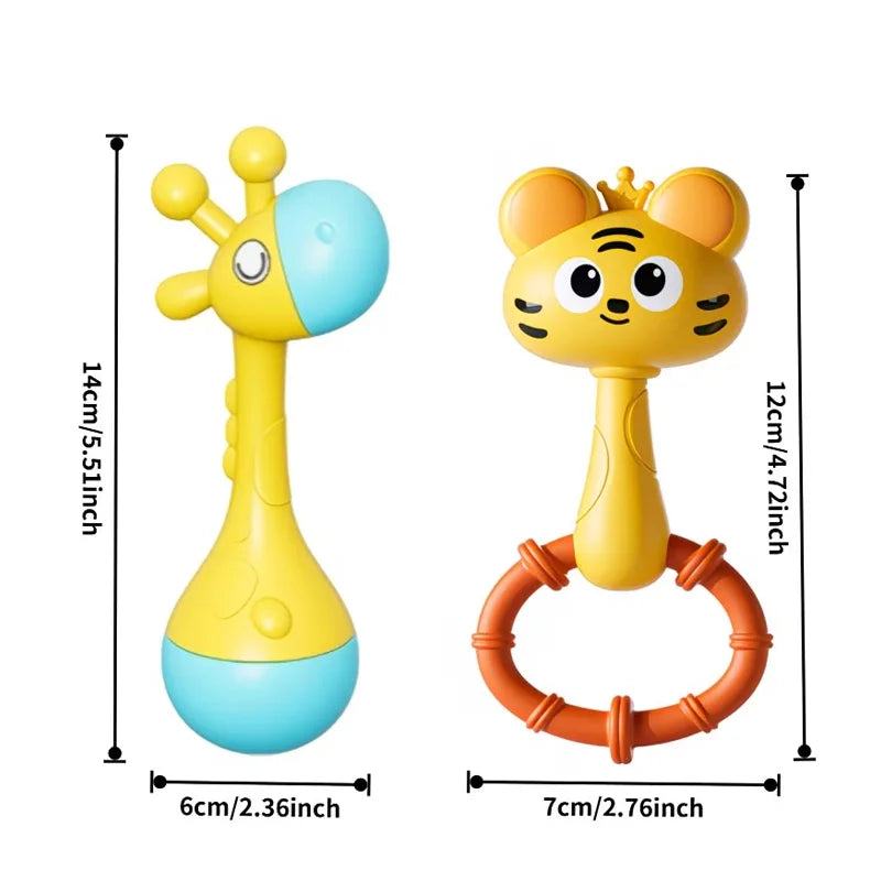 Baby Animal Rattle & Teether Toy – Montessori, Music Sound, Newborn Gift