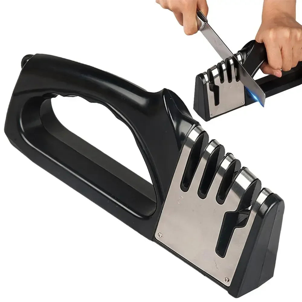 4-Stage Kitchen Knife Sharpener – Manual, Quick & Easy Blade Restoration