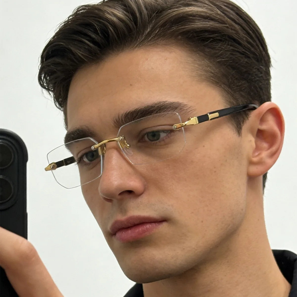 Rimless Rectangle Blue Light Blocking Sunglasses – Unisex, Square Frame, UV Protection