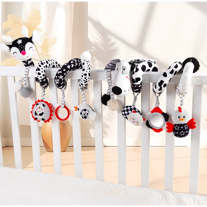 Baby Stroller Spiral Activity Plush Rattle Toy – Sensory Toy for Newborns 0–24 Months