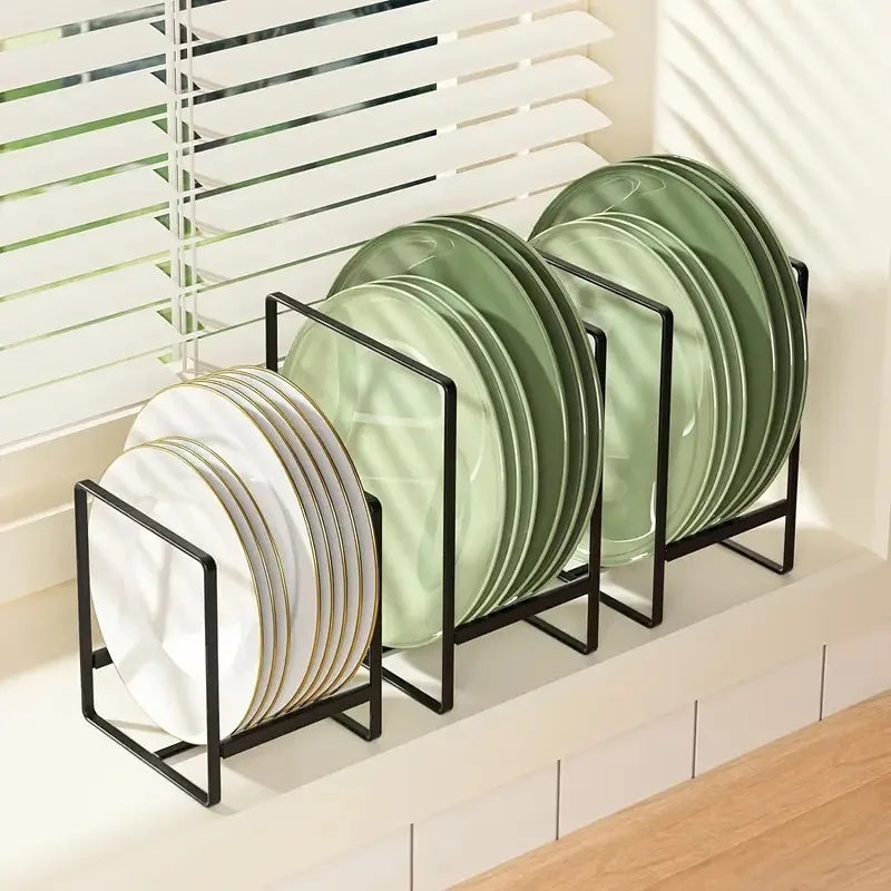 Iron Countertop Dish & Plate Drain Rack – Cabinet Dish Storage & Dinner Plate Organizer
