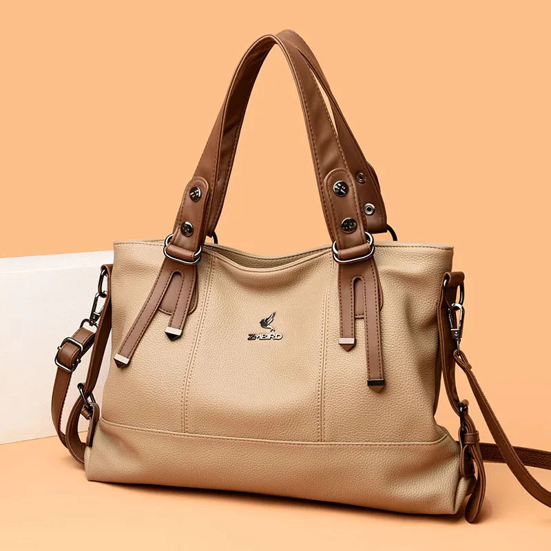 Women’s Genuine Cowhide Leather Crossbody Handbag – Large Capacity Shoulder Messenger Bag