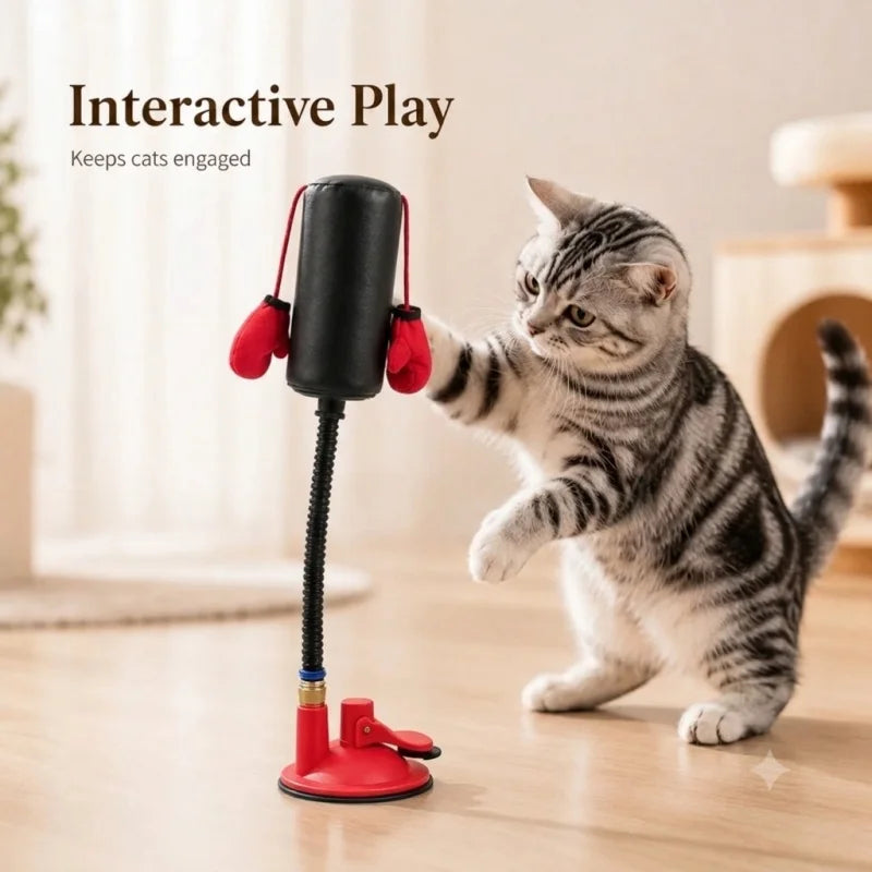 Interactive Cat Boxing Toy | Suction Base Spring Speed Bag for Indoor Cats