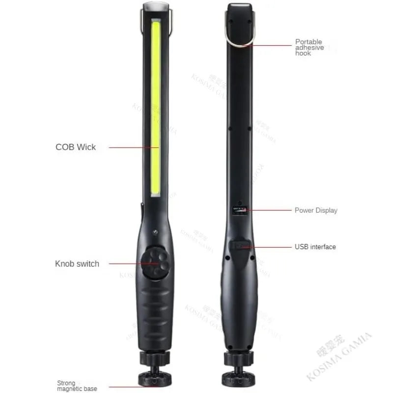 USB Rechargeable Magnetic COB LED Work Light – Cordless, for Car Repair, Garage & Home