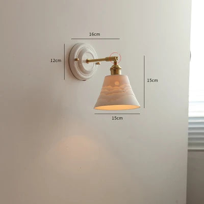 IWHD White Ceramic Nordic Wall Lamp – LED, Bedroom & Bathroom, Copper Accent, 4W–100W