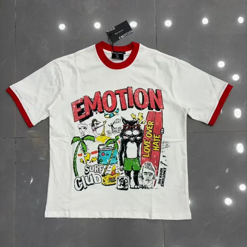 Mixed Emotion Rhinestone Oversized Cotton Tee