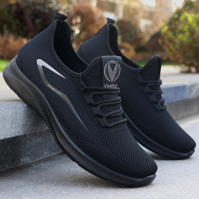 Men’s Solid Color Lace-Up Casual Shoes – Lightweight, Everyday Comfort