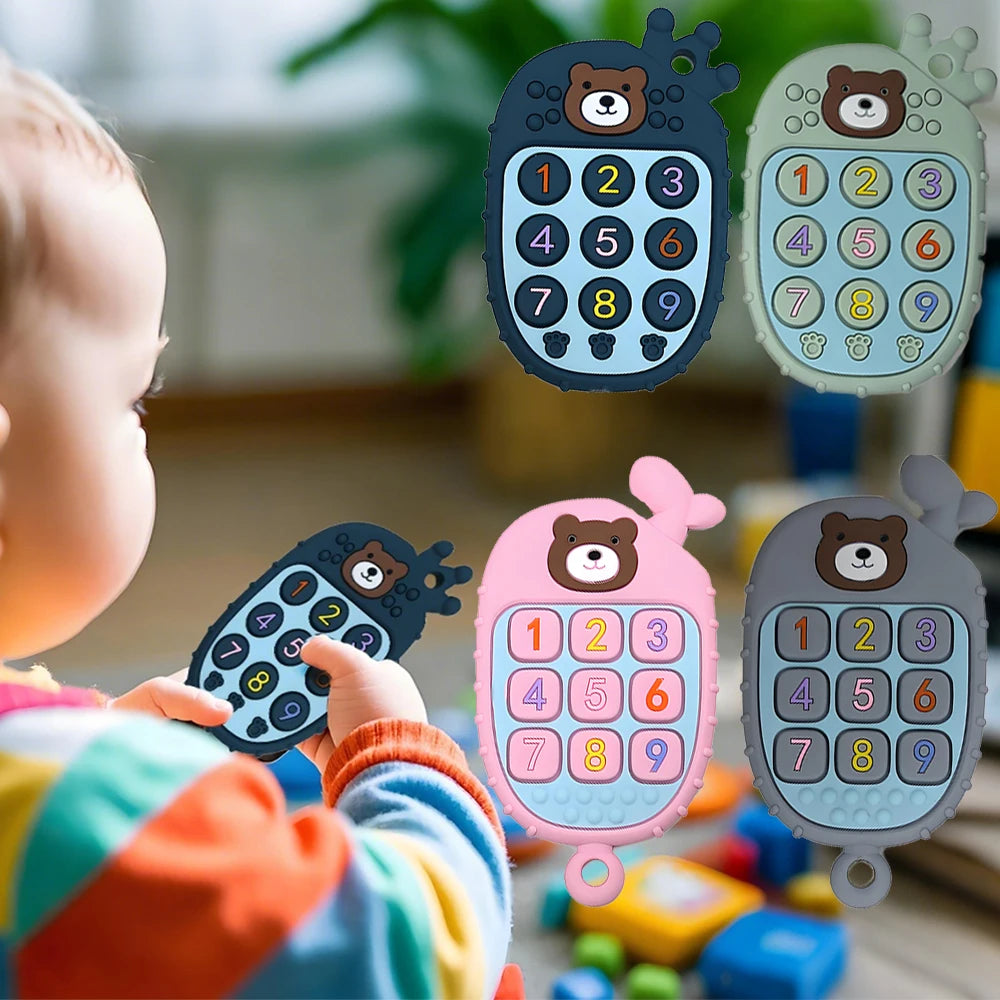 Montessori Baby Silicone Teether Sensory Toy – Remote Control Shape, Boys & Girls Gift