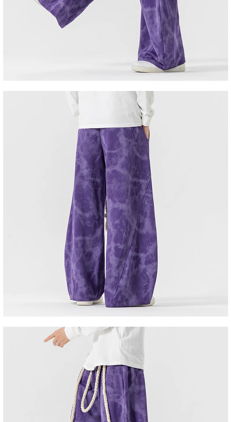 Unisex Wide Leg Printed Casual Streetwear Pants – Chinese Style, Sizes up to 5XL