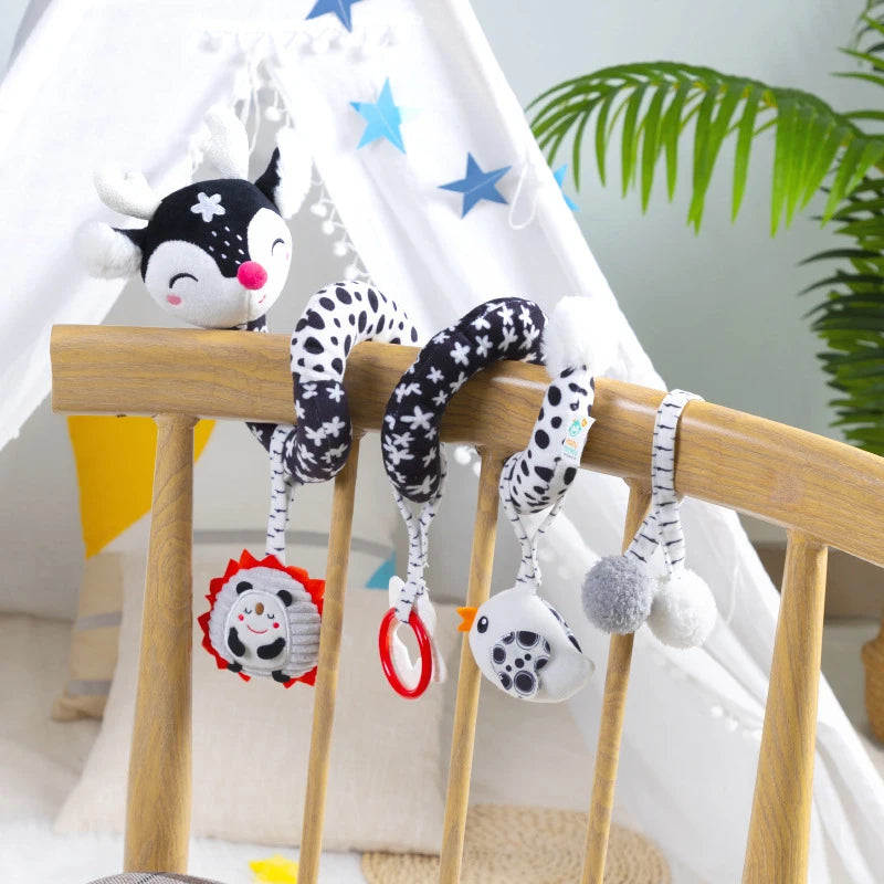 Baby Stroller Spiral Activity Plush Rattle Toy – Sensory Toy for Newborns 0–24 Months
