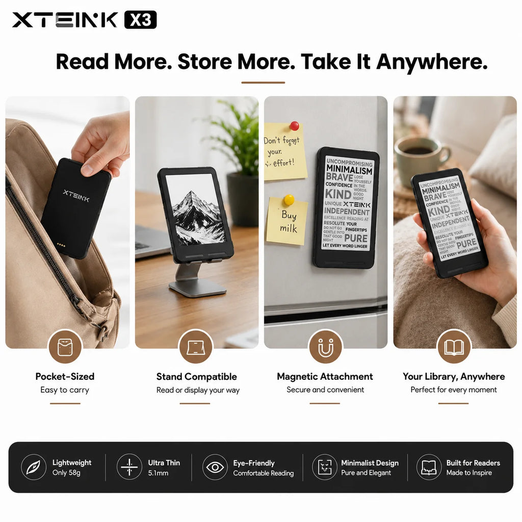 XTEINK X3 Mini E-Ink eBook Reader – 3.7 Inch, 16GB, Ad-Free, Multi-Language