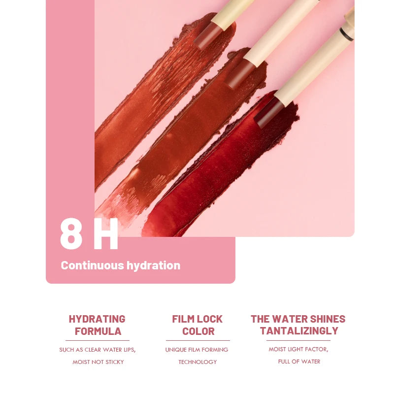 Moisturizing Watery Lipstick – Hydrating Formula, 8 Colors, Gift for Women