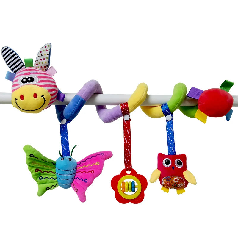 Baby Stroller Spiral Activity Plush Rattle Toy – Sensory Toy for Newborns 0–24 Months