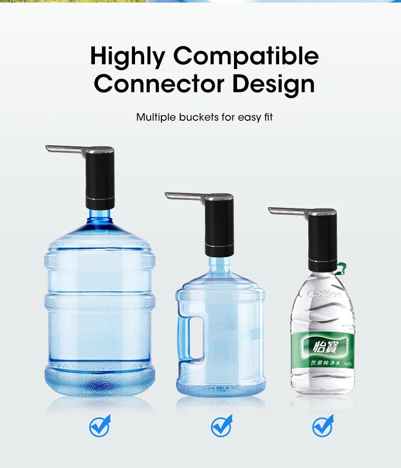 USB Electric Water Bottle Pump Dispenser – Portable, Foldable, Automatic, Household Use