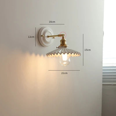 IWHD White Ceramic Nordic Wall Lamp – LED, Bedroom & Bathroom, Copper Accent, 4W–100W